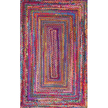 Nuloom Casual Handmade Braided Cotton Area Rug, Multicolor 6'x9'
