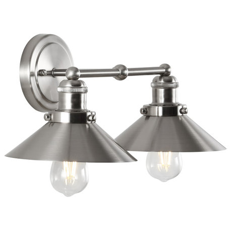 June Metal Shade Sconce, Nickel, 2-Light