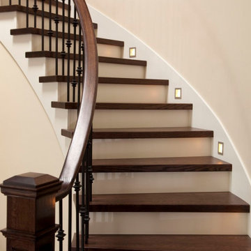 Modern Mission Style Hard Maple Staircase with Iron Balusters