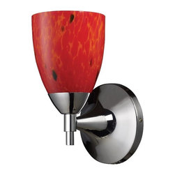 Elk Lighting - Celina 1-Light Sconce, Polished Chrome and Fire Red Glass - Wall Sconces
