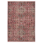 Jaipur Living - Vibe by Jaipur Living Kerta Medallion Area Rug, 5'x8' - Inspired by the vintage perfection of sun-bathed Turkish designs, the Zefira collection showcases detailed traditional motifs that have been updated with on-trend, saturated colorways. The Kerta rug boasts a distressed traditional pattern in tones of pink, beige, and gray. This power-loomed rug features cotton fringe detailing, a natural result of weft yarns, that echoes hand-knotted construction and adds brilliant texture to the plush, durable polypropylene pile.