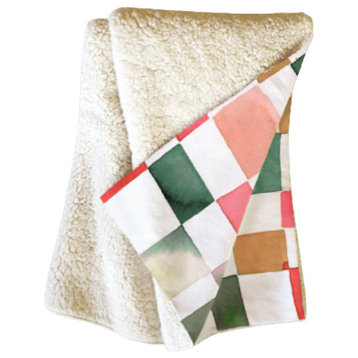Ninola Design Watercolor checker Yuletide Fleece Throw Blanket