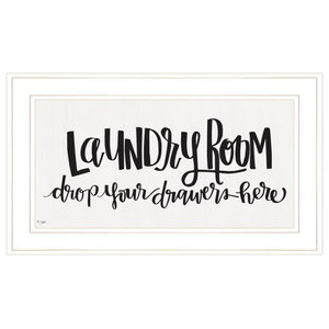 White Creative Co-Op Ironing Board Shaped Wood Drop Your Pants Here Black & Red Letters Laundry Room Wall Sign