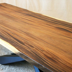 Monkey Pod Table with Custom Modern Metal Base - Tabletop