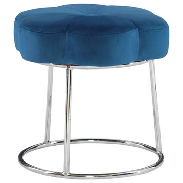 Riverbay Furniture 17.75" Transitional Fabric Accent Vanity Stool in Blue