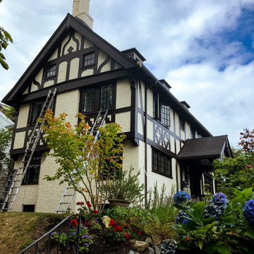 Exterior Painting of a Historical 1914 Tudor Revival House in Seattle