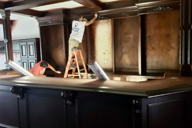 Inspiration for a transitional home bar remodel in Houston