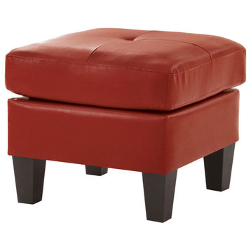 Newbury Red Faux Leather Upholstered Ottoman