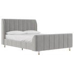 Little Seeds - Valentina Upholstered Bed, Full Size, Gray - Remember when you were a teen and you dreamed of having a plush, elegant bed that a movie star would envy? Well, now that you're all grown up and helping your own teen with their new room design, let Little Seeds present to you an incredibly posh, full-size bed your own little starlet will fall in love with the Valentina Full-Size Upholstered Bed.  With its handsome wingback design and vertical channel tufting on the headboard, footboard and side panels, your tween or teen will be thrilled to call this luxurious upholstered bed their own. The Valentina Full-Size Upholstered Bed fits a standard full-size mattress (sold separately), and the bentwood slats system with additional center legs adds further stability while making an additional box spring or foundation unnecessary.