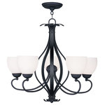 Livex Lighting - Brookside Chandelier, Black - Melding the casual elements of wrought iron with a sweeping Art Deco influence, the transitional Brookside collection is at home in the city or the country. The soft, rounded lines are contrasted nicely by the rich black finish. This design delivers an �uptown� look with laid-back practicality