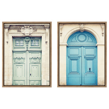 Sylvie Classic Parisian Door Framed Canvas by Caroline Mint, Gold 2 Piece 18x24