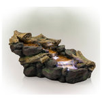 Alpine Corporation - 19" Tall Indoor/Outdoor River Rock and Log Fountain with LED Lights - Unplug from the day and meditate to the sound of flowing water with Alpine Corporation’s 19" tall Indoor/Outdoor River Rock and Log Fountain with LED Lights. This relaxing floor fountain statue provides a tranquil and soothing addition to your yard, porch, or patio. Constructed from durable polystone polyresin, stone powder, and fiberglass, the fountain is weatherproof, rust-resistant, and resilient for use in your home's interior décor or outside. This unique and versatile décor piece includes cool white LED lights for a tranquil and soothing addition to your home’s backyard or indoor décor Replicating a forest scene, the fountain has a natural appearance with realistic stone and wood textures. Relax to the sounds of the calming natural water flow as it trickles down through the rocks and logs. For quick installation and convenient operating, the fountain includes all necessary parts, including a pump, to begin creating an outdoor lovely oasis. This fountain measures 41"L x 18"W x 19"H to fit almost any indoor or outdoor space and includes a one-year manufacturer's warranty from date of purchase. Alpine Corporation is one of America's leading designers, importers, and distributors of superior quality home and garden decor products. Alpine's award winning in-house design team continuously develops new and innovative "statement pieces" for your home and garden. Your outdoor living spaces will be the envy of the neighborhood with our wide assortment of fresh, fashionable and contemporary products, from beautifully crafted solar garden stakes featuring patented motion and fiber optic lighting technology to gorgeous glass and glow-in-the-dark birdbaths and feeders.