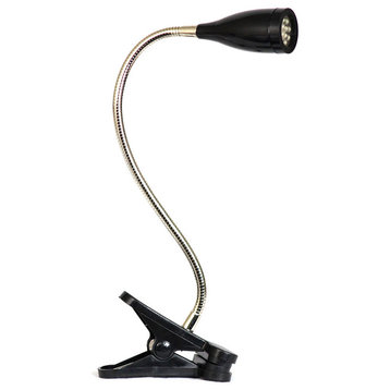 Limelights Flexible Gooseneck LED Clip Light Desk Lamp, Black