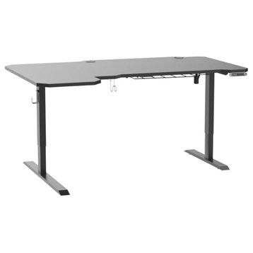 L-Shaped Adjustable Electric Desk, Large Top With 4 Memory Buttons, Black