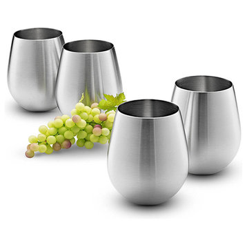 18/8 Stainless Steel Wine Stemless Glasses, Set of 4