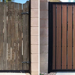 Before & After - Iron & Wood Gate by First Impression Ironworks - Home Safety And Security