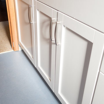 Blue and White Aging-in Place Bathroom