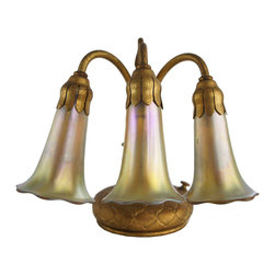 American Tiffany Studios Bronze Three-Light Lily Table Lamp Base - Products