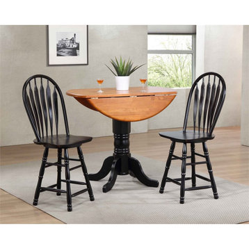 Sunset Trading 24" Swivel Barstool/Counter Stool in Antique Black Solid Wood
