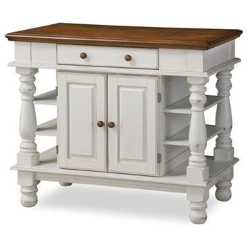 Bowery Hill Traditional Wood Kitchen Island in Off White/Oak