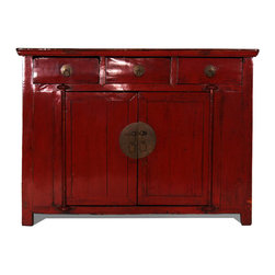 Antique Chinese Ming Dynasty Style Lacquered Console Cabinet with Two Doors and - Accent Chests And Cabinets