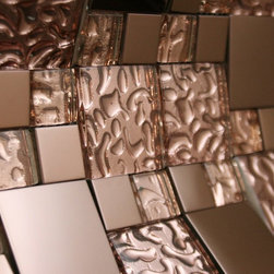 Copper Raindrop and Copper Metallic Square Glass Mosaic Tiles - Home Accessories & Decor