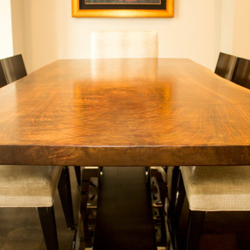 FERTITTA WALNUT SLAB TABLE WITH STEEL CHROME DIPPED BASE