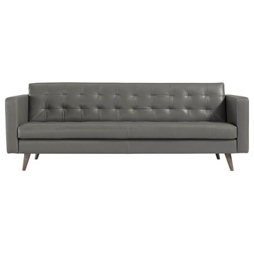 Herald Modern Sofa, Genuine Leather, Gray