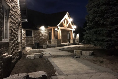 Night time front landscaping and lighting