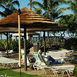 Natural Reed Thatch Umbrella - Resort Pool area - Outdoor Umbrellas