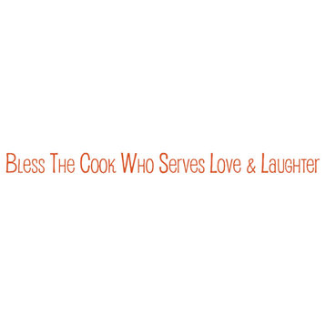 Decal Wall Sticker Bless The Cook Who Serves Love Laughter, Orange