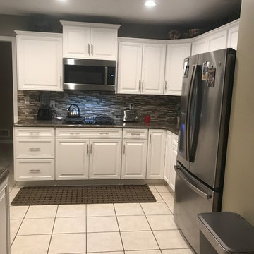 cab reface---white cabinets refaced before and after