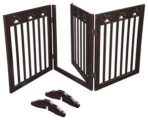 3 Panel Folding Pet Gate Wood Dog Fence Baby Safety Gate Playpen Barrier 60x24"