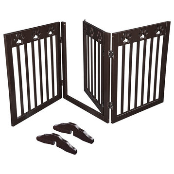 3 Panel Folding Pet Gate Wood Dog Fence Baby Safety Gate Playpen Barrier 60x24"