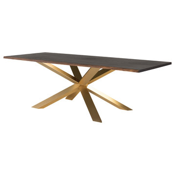 Couture Dining Table, Seared Oak/Gold, 96"