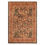 Bareens Designer Rugs - Inkalab Pak Persian Christen Black/Beige Wool Rug - 6'0'' x 8'11'' - Designed with mesmerizing intricacy and gorgeous color palette, this hand-knotted masterpiece demonstrates the beauty and electrifying thrill of Pak Persian art. These meticulously hand-knotted Pak-Persian rug is made with pure wool and features breathtaking traditional, transitional, and tribal designs in bold luxurious color pallets. Known for their intricate designs these rugs are a reproduction of Persian rugs, made in Pakistan with unique Mughal designs. Made by master weavers using the same Persian texture, design and dying technique, we wanted to produce the most significant manifestation of Persian art, life, and culture. This rug is most famous for its exceptional quality, incredible designs, patterns, and vibrant rich color. Pak-Persian rugs made with Persian weave with high knot counts, which enables the high intricacy and detail found in the patterns are also referred to as "State of art", each color adds a rich beautiful detail in the artwork of this rug. The design, color, and beautiful chromatic composition with a vibrant sheen with intricate designs, exude beauty, elegance, and quality make this rug a masterpiece of its own.