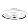 White LED Flush Mount Ceiling Fan with Dimmable Light and Remote Control