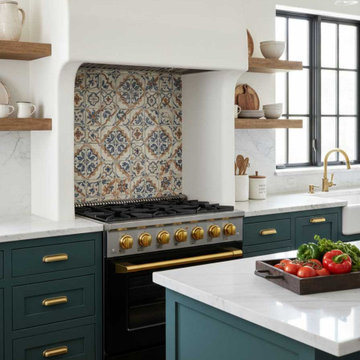 Janska 36 inch Gas Range - Black Stainless Steel with Gold Knobs and Handle