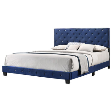 Suffolk Navy Blue King Panel Bed
