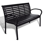 vidaXL - vidaXL Garden Bench 49.2 Steel/WPC Black - vidaXL Garden Bench 49.2” Steel and WPC BlackvidaXL Garden Bench 49.2” Steel and WPC Black - 41556, This garden bench can be used wherever hard-wearing and weather-resistant, yet comfortable seating is required. Applications include parks, school playgrounds, colleges, etc. The bench has a generous seat width of 47", which is typically ample space for seating up to 3 people. The frame is made of steel. The slats are made of wood plastic composites (or WPC), a combination of wood and plastic, which is a safe, environmentally sustainable and long-lasting material for outdoor use. The garden bench can be easily bolted to the floor. This 3-seater garden bench is a good choice for any garden or outside space.