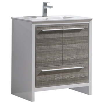 Fresca Allier Rio 30" Ash Gray Modern Bathroom Cabinet With Sink