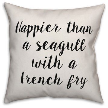 Happier Than a Seagull With a French Fry, Throw Pillow, 16"x16"