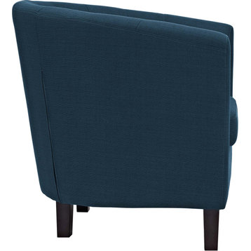 Habberley Upholstered Pintucked Armchair - Azure, Fabric