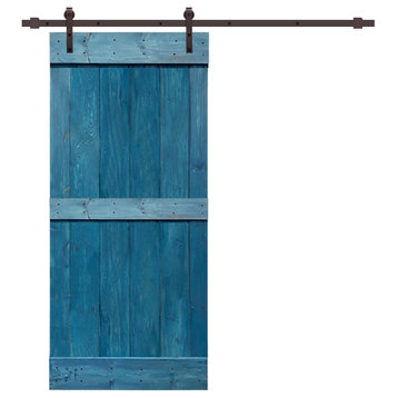 TMS Mid-Bar Barn Door With Sliding Hardware Kit, Ocean Blue, 24"x84"