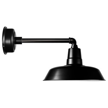 12" Vintage LED Barn Light With Metropolitan Arm, Matte Black