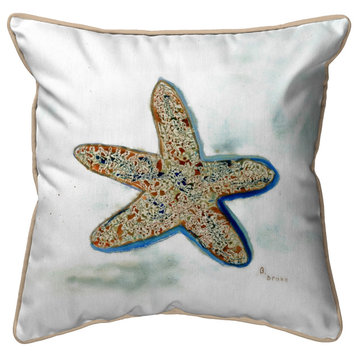 Betsy Drake Betsy's Starfish Extra Large 22 X 22 Indoor / Outdoor White Pillow