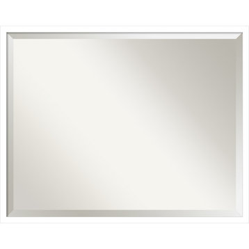Svelte White Beveled Wood Bathroom Wall Mirror - 29.5 x 23.5 in.