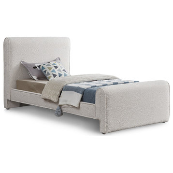 Stylus Boucle Fabric Upholstered Bed, Cream, Twin
