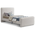 Meridian Furniture - Stylus Black Boucle Fabric Full Bed, Cream, Twin - Make this Stylus boucle fabric bed the focal point of your new bedroom makeover. This lovely bed features an uber modern look with its curved headboard and footboard and its all-over neutral color. Cream boucle upholstery adds a softness to this contemporary design while feeling gentle and welcoming to the skin while you watch TV or read in bed. A sturdy frame adds resilience and long life to the bed's construction for continued enjoyment and performance.
