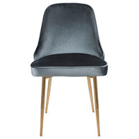 LumiSource Marcel Dining Chair, Set of 2, Blue Velvet, Gold Frame